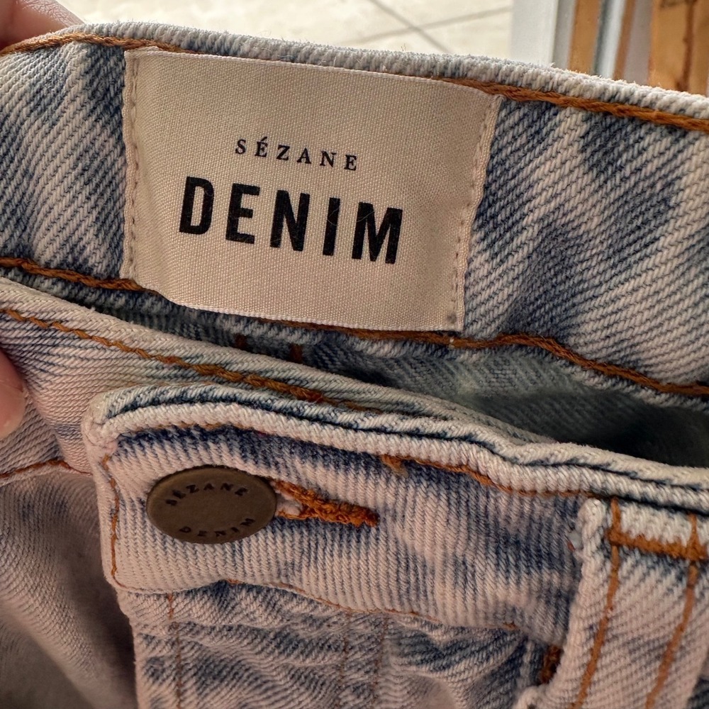 Sezane Brut Sexy Edge Blue High Waisted Straight Leg Organic Cotton Jeans 25 NEW - Picture 4 of 9